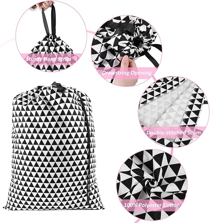SWISSELITE Laundry Bag with Handle and Drawstring, Large Heavy Duty Laundry Bag, 28 x 40 Inches Travel Dirty Clothes Bag for Laundromat and Household