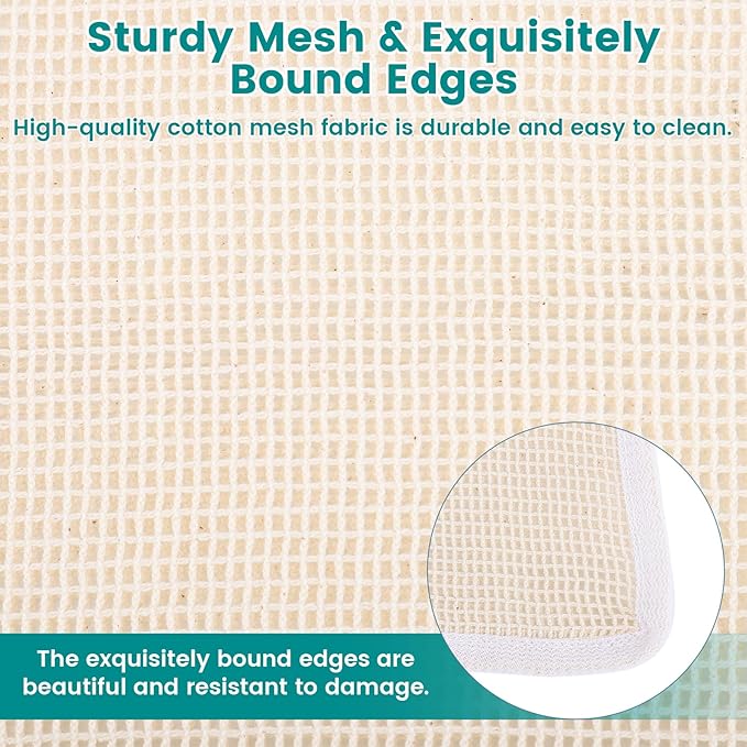 4Pcs Durable Cotton Mesh Laundry Bags for Delicates, 12×16inch Breathable Laundry Mesh Wash Bags with Sturdy Zipper for Delicates, Clothes, Pants, Underwear, Bra, Socks (M)