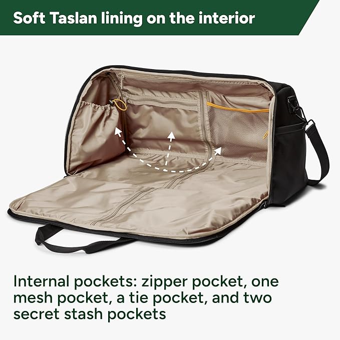 Halfday Convertible 2-in-1 Premium Garment Duffel Weekender Bag 45L | Wrinkle-Free Travel, Hanging Suit Compartment, Shoe Pockets, Trolley Sleeve. Balistic Nylon Carry-On, Jet