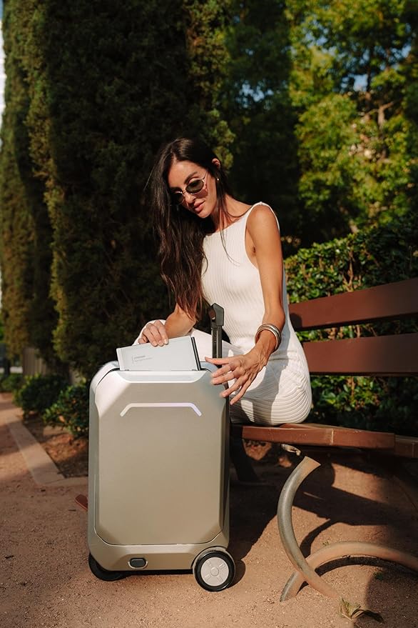 AOTOS Rideable Electric Luggage – 22" App-Controlled Ride-On Carry-On with Inline Skate Wheels, TSA-Approved Hardshell, Zipperless Design (22x14x9 Inches)
