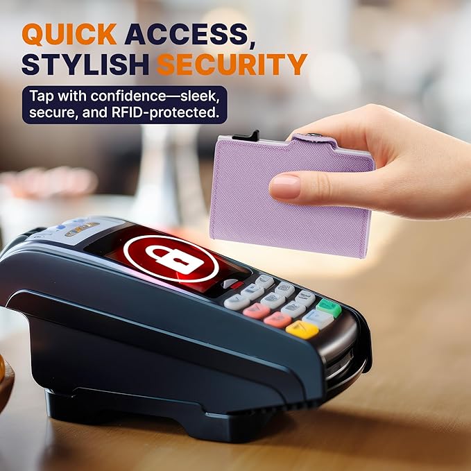 Conceal Plus Small RFID Wallet Women, Slim Compact Travel RFID Blocking Credit Card Holder Womens Wallet, Smart Pop Up RFID Minimalist Card Case, Capacity 6-10 Cards Plus Cash & ID