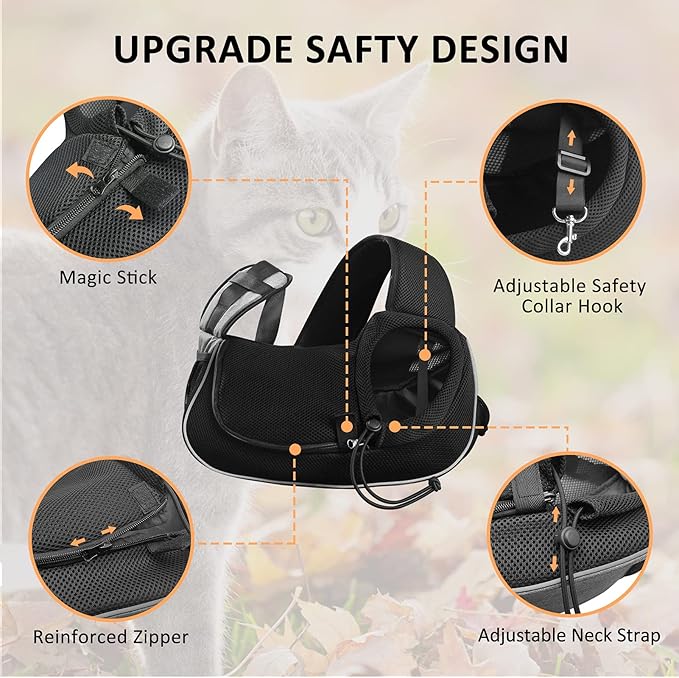 Gloppie Dog Sling Carrier for Small Dogs - Hands Free Pet Carrier, Breathable Mesh Puppy Carrier Bag for Cats and Dogs Up to 10 lbs, Travel & Vet Visits, Grey, Medium