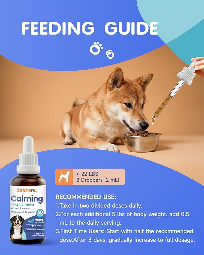 Dog Calming - Dog Calming Drops for Anxiety Relief, Sleep Aid, Relaxing -with GABA, Taurine, Astragalus, Schisandra - Stress Relief During Travel, Firework, Thunderstorm - Roast Chicken Flavor, 60ML