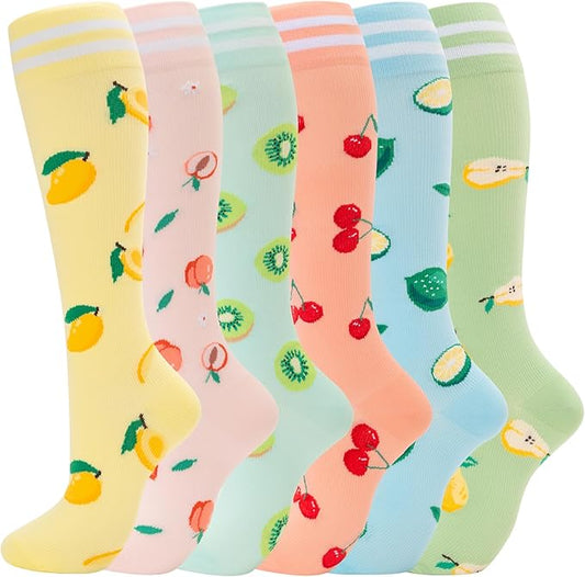fenglaoda Compression Socks for Women Men Support Circulation 6 Pairs Socks For Nurse, Travel, Flight