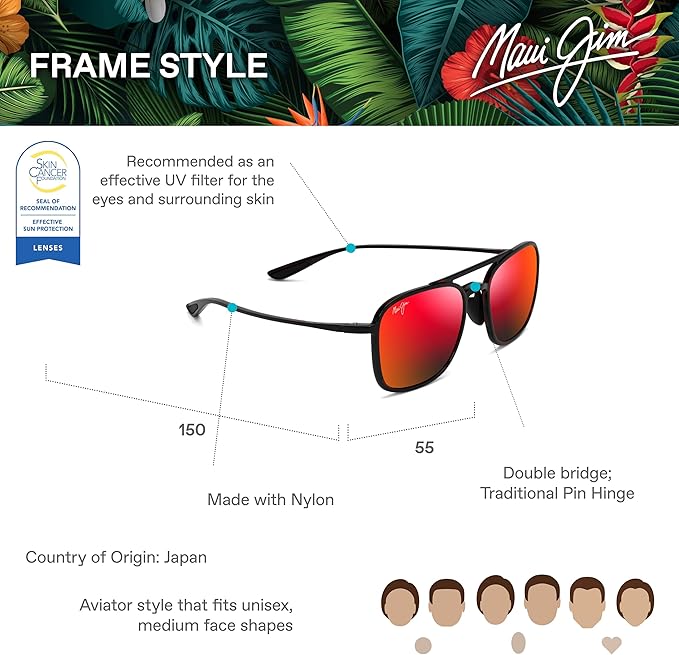 Maui Jim Polarized Men's and Women's Keokea Aviator Sunglasses