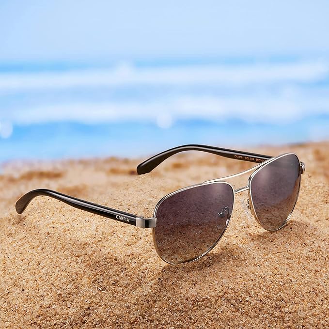 CARFIA Polarized Sunglasses for Women UV Protection Acetate Arms Metal Frame Woman's Shades CA3216