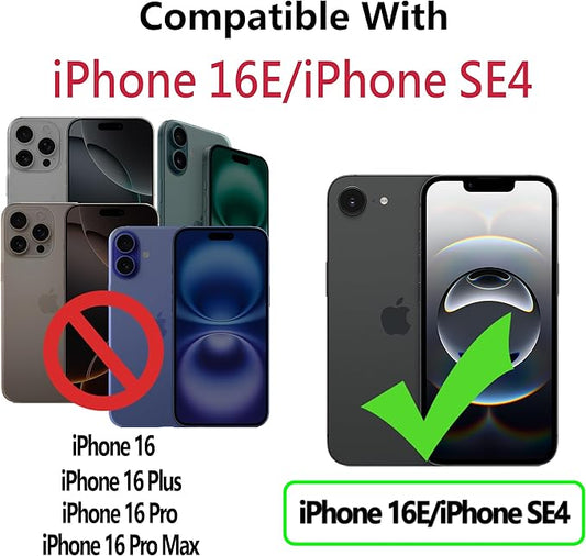 CIVICASE for iPhone 16E/SE4 2025 Wallet Case,PU Leather Flip Case RFID Blocking Credit Card Holder Folio Magnetic Stand TPU Shockproof Cover Compatible with iPhone 16E/SE4, Black Blue