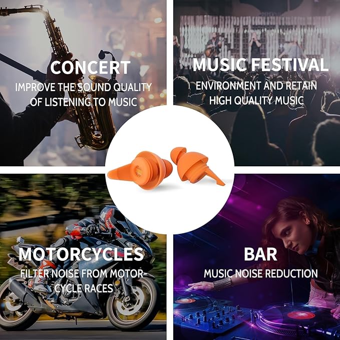 LYSIAN High Fidelity Concert Ear Plugs for Music Reusable-2 Pairs Pack Musicians Earplugs for Noise Cancelling, Concert Festivals, Drummers, DJS, Raves, Games -23dB