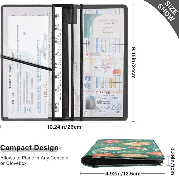 linqin Car Registration and Insurance Card Holder, Christmas Gingerbread Glove Box Organizer Card Document Wallet