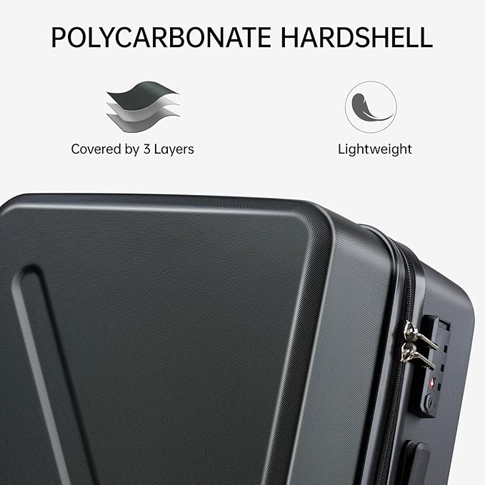 MILADA 28 Inch Hard Shell Luggage - Large Checked Suitcase With Wheels, TSA Approved, For Long Trips - Black