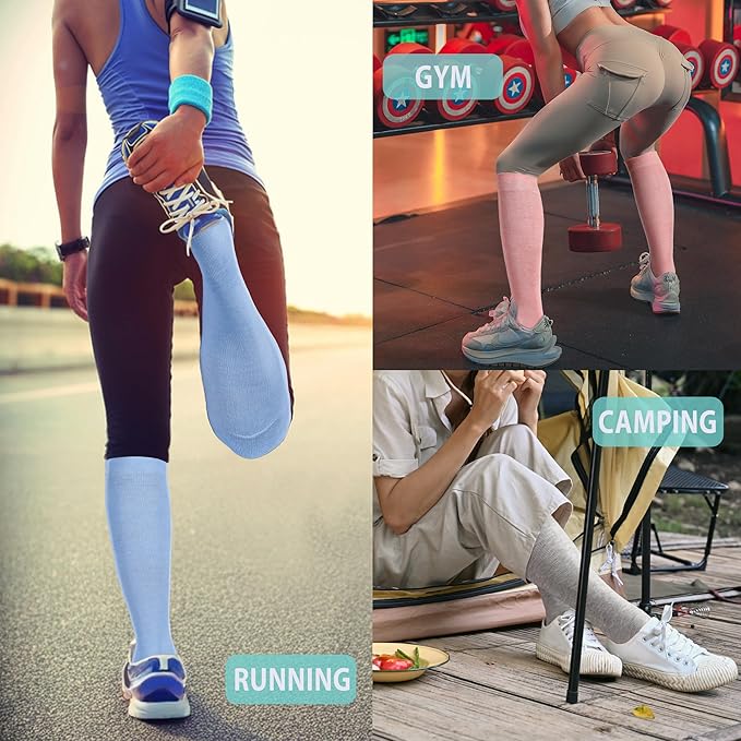 LEVSOX Viscose Made from Bamboo Compression Socks for Pregnant Women 20-30 mmHg Knee High Cute Mens Supports Socks for Travel