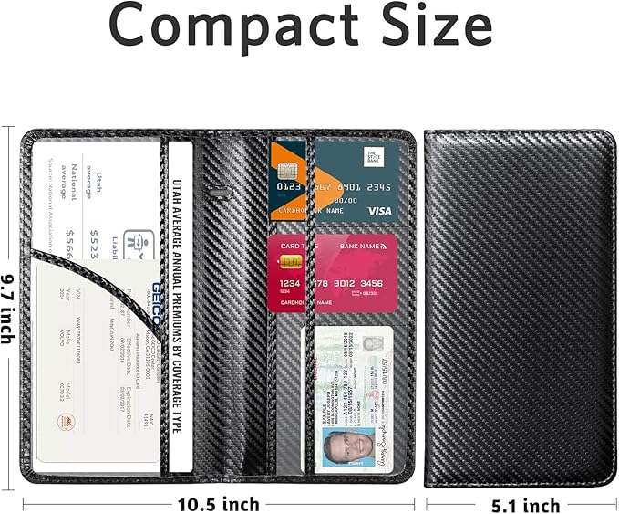 CoBak Car Registration and Insurance Holder - Vehicle Glove Box Car Organizer,Auto Truck Comparment Accessories Case with Magnetic Closure for Driver License,Cards