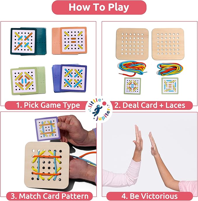 Race to Lace - Perfect Home or Travel Game for Kids and Adults - Ideal for 8-12 Years Old - Solo or 2+ Players for for 4+ Years & Up for Car, Airplanes, Road Trips - Family & Kids