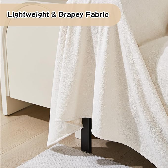 MEETSKY Couch Cover for 3 Cushion Cat Scratch Proof Couch Protector Washable Sofa Covers Sectional Couch Covers for Dogs Soft L Shape Sofa Slipcover for Pets Kids, 91" x 134", Creamy White