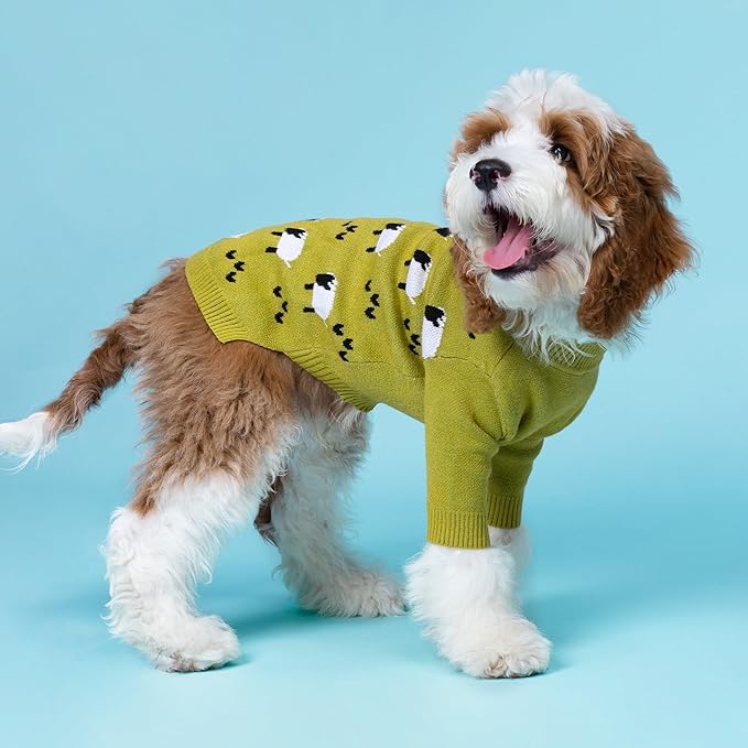 Fitwarm Funny Sheep Dog Sweater, Thermal Dog Winter Clothes for Small Dogs Boy Girl, Dog Holiday Clothes, Doggy Pullover Jumper, Pet Outfit, Black, Green, White, XXL