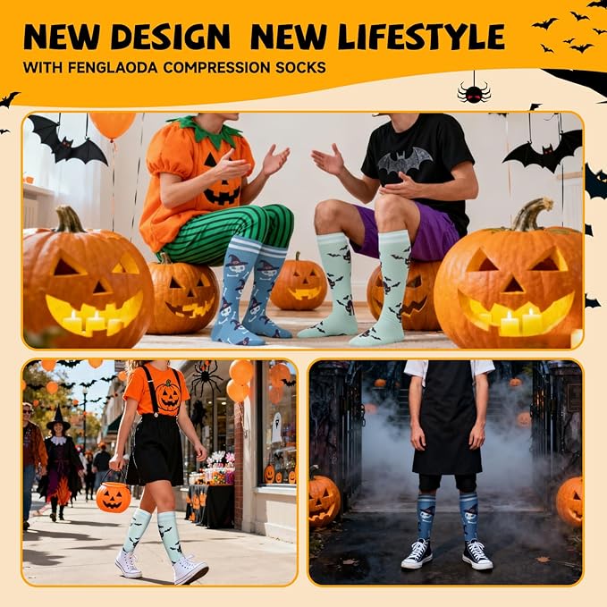 fenglaoda Compression Socks for Women Men Support Circulation 6 Pairs Socks For Nurse, Travel, Flight