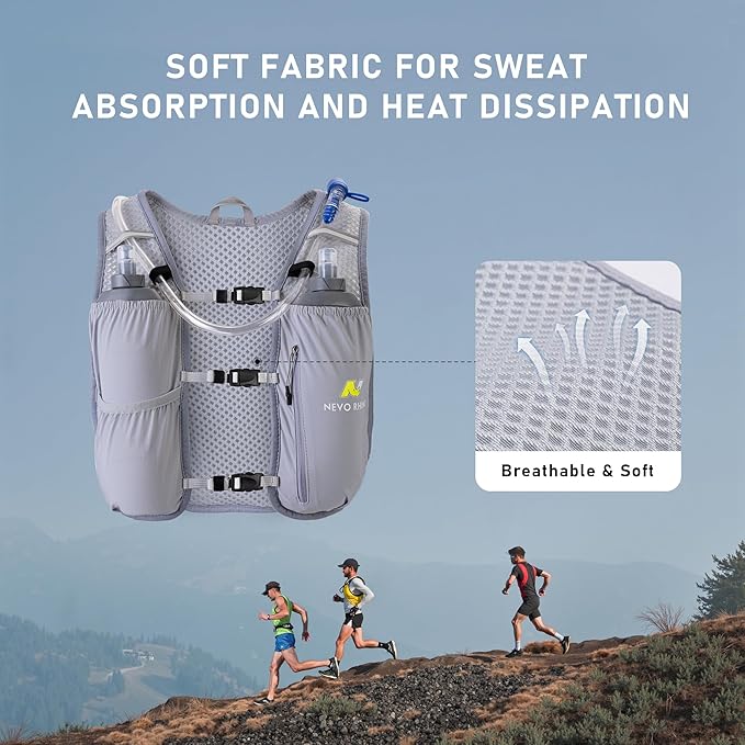 N NEVO RHINO Running Hydration Vest for Women 1.5L Water Bladder Backpack 5L Small -Lightweight Breathable Hydration Vest for Hiking Trail Running Cycling Marathon for Women
