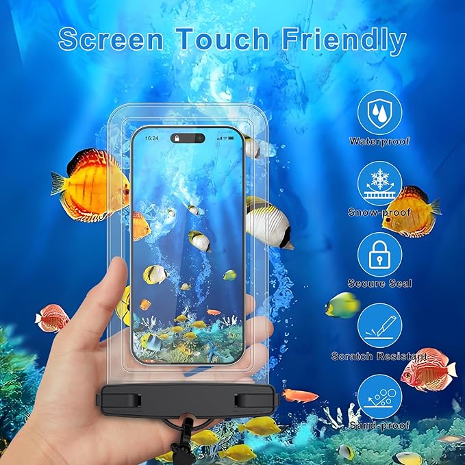 2 Pack Waterproof Phone Pouch for iPhone 17 16 15 14 13 12 11 Pro Max Plus Air, IPX8 Cellphone Dry Bag with Detachable Lanyard for Beach Cruise Ship Travel Essentials (Clear+Clear)