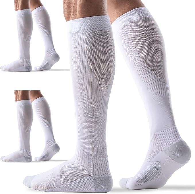 3 Pairs Compression Socks 15-20 mmHg for Women Men - Moderate Support for Circulation, Sports, Travel, Comfort Cuff