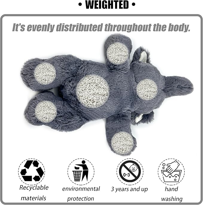 16" | 2 Pounds Gray Elephant Weighted Stuffed Animals,Sensory Comfort Plush Throw Pillow Toy,Kawaii Plushies Hugging Toy Gifts for Kids & Adults (Elephant, 16 inch 2 Pounds)