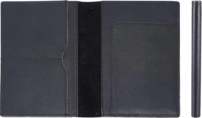 STAR VISTA Albatross Leather Travel Passport Holder, Minimalist Design, Calfskin Leather Case for Women and Men - Slim Passport Wallet, Bifold, RFID Blocking, Black