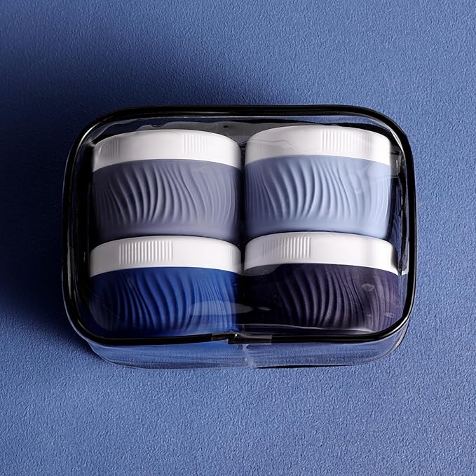 Travel Containers for Toiletries, Silicone Cream Jars BPA-Free, TSA Approved 2oz Travel Size Containers, Leak-proof Portable Size Silicone Jars with Lid for Face Hand Body Cream (4 Pack)