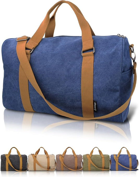 Duffle Bag for Travel, Gym Bags for Men, Weekender Bags for Women, Carry On Bag with Luggage Sleeve, Canvas Bag with Shoulder Strap (Navy)