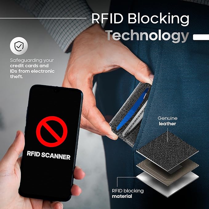 Smart Wallet With Tracker, RFID Blocking, Money Clip For Men, Works with Apple Find My (iOS Only), No Need for AirTag, Minimalist Wallet, All-in-One Model, Gift For Men.