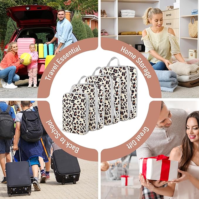 4-Piece Packing Cube Set - Lightweight Luggage Organizers for Travel, Vacation and Suitcases - Durable Accessories with Compression