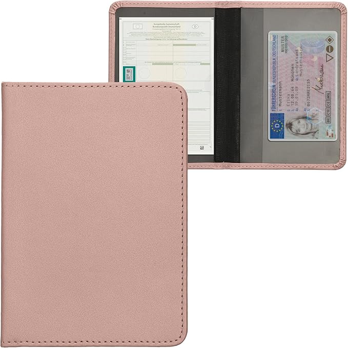 kwmobile Registration and Insurance Holder - Car Document Holder for Vehicle Documents and Cards - PU Leather - Black
