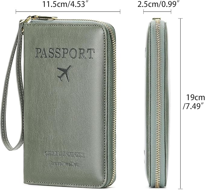 Leather RFID Blocking Passport Holder Travel Wallet, Passport Cover/Travel Wallet for Women/Men with