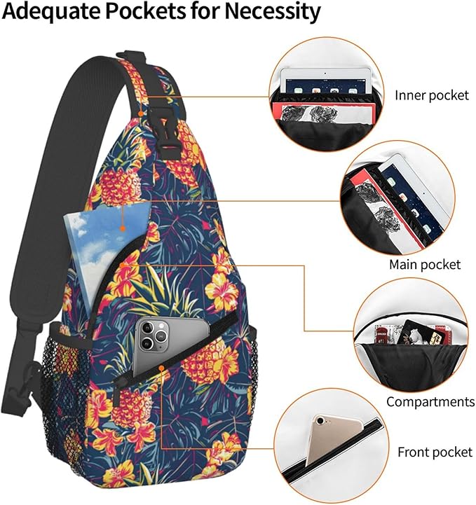 Hawaii Tropical Palm Sling Backpack Crossbody Bag Casual Chest Bags Travel Hiking Daypack Shoulder Bag for Women Men