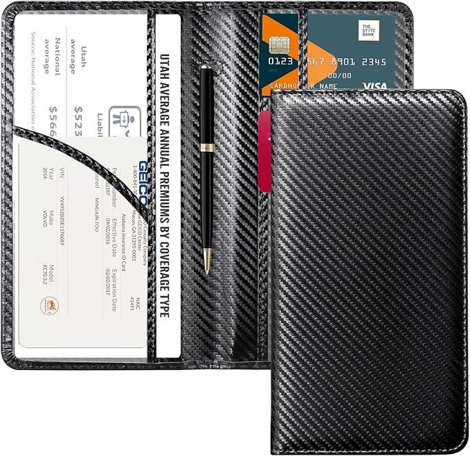 CoBak Car Registration and Insurance Holder - Vehicle Glove Box Car Organizer,Auto Truck Comparment Accessories Case with Magnetic Closure for Driver License,Cards