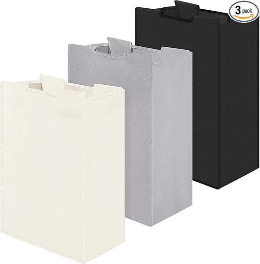Bonuci 3 Pcs Laundry Sorter Replacement Bags Hamper Cart Removable Replacement Laundry Storage Organizer Bag Hamper Liner, No Hooks 14.76 x 8.66 x 21.65 Inch (Beige,Gray,Black)