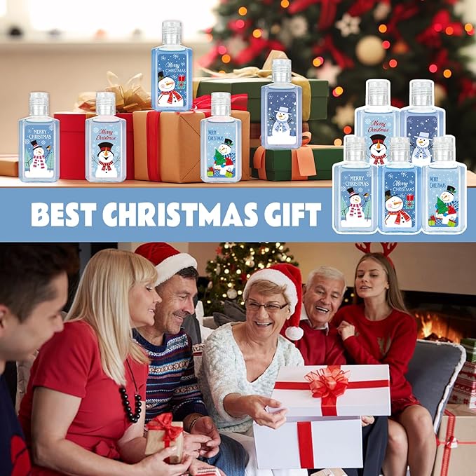 50 Pcs Christmas Mini Hand Sanitizer Bulk Christmas Gifts Favors 1fl oz Travel Size Hand Soap Gifts Small Hand Sanitizer Thank You Gifts for Xmas Goodie Bags Stocking Stuffers (Snow Man)