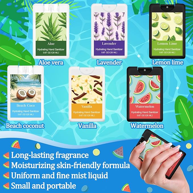 Dansib 24 Pack Hand Sanitizer Spray Bulk Travel Size Mini Hydrating Hand Sanitizer Gifts for Office Coworker Staff Teacher Christmas Stocking Stuffers Homeless Care Package Supplies
