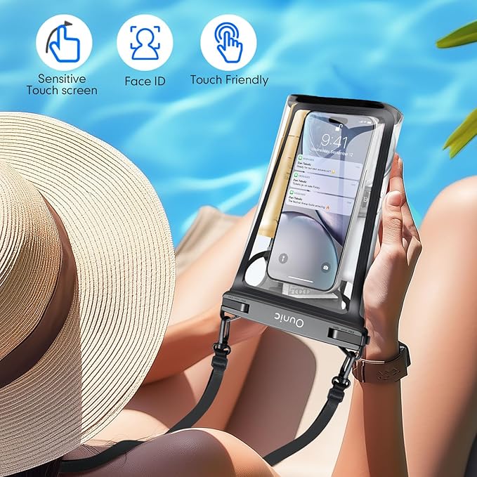 Large Waterproof Phone Pouch, Floating Waterproof Pouch for iPhone 16 15 14 13 12 Pro Max Galaxy S25 S24 S23, Adjustable Lanyard, IPX8 Waterproof Bag for Beach Cruise Swimming Rafting Boating