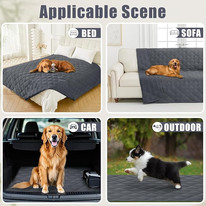 Smiry Waterproof Dog Bed Cover Blanket 40x50, Soft Reversible Pet Blanket, Washable Leakproof Cats Dogs Couch Cover for Sofa, Couch, Furniture, Lattice, Dark Grey/Dark Grey