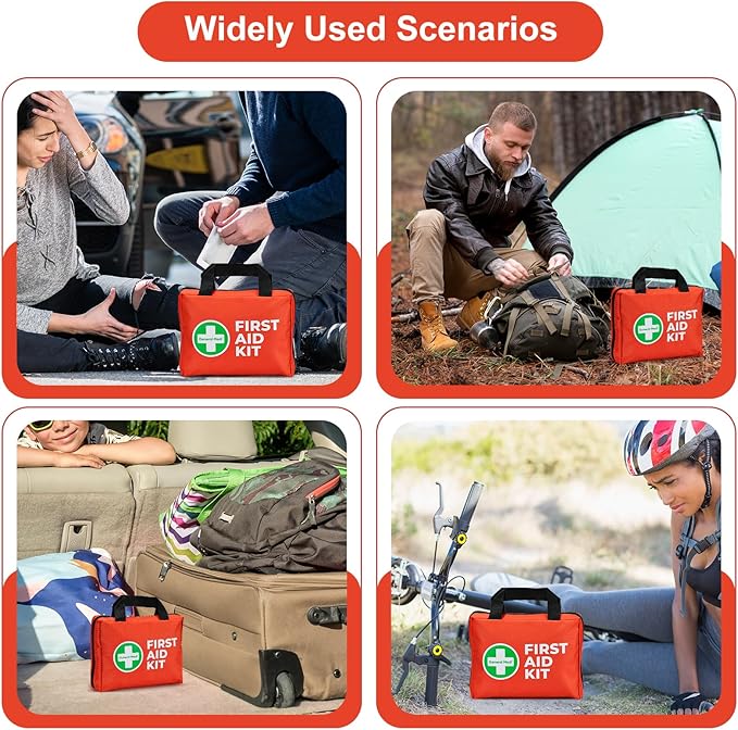 General Medi First Aid Kit, 250 Piece Small First Aid Kit - Includes Emergency Foil Blanket, Instant Cold Pack,Scissors for Travel, Home, Office, Vehicle, Camping, Workplace & Outdoor