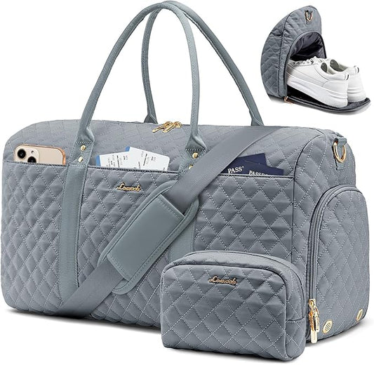 LOVEVOOK Travel Duffle Bag,Weekender Bags for Women Overnight Bag with Shoe Compartment, Carry on with Toiletry Bag,Duffel Bag with Wet Pocket,Hospital Bags for Labor and Delivery