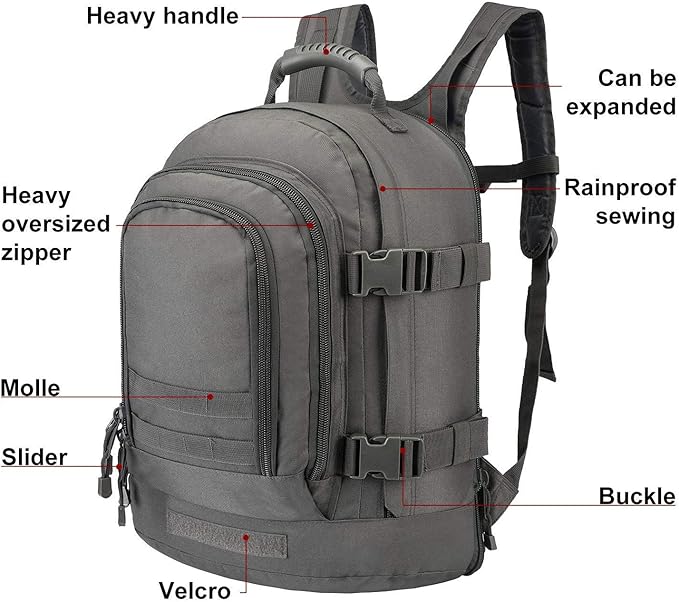 Greencity Laptop Backpacks Tactical 3 Day Expandable Bug Out Bag Classic Case Travel Hiking，Gray