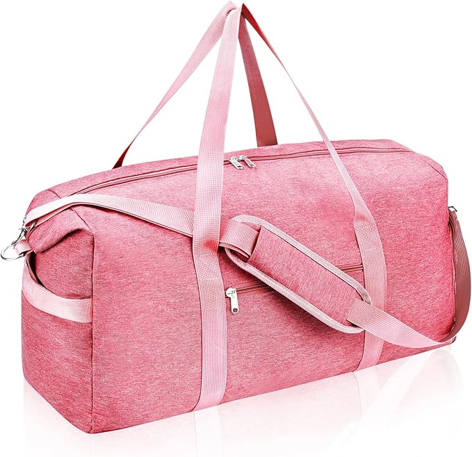 For Spirit Airlines Personal Item Bag 18x14x8, Foldable Small Travel Duffel Bags Gym Duffle Weekender Overnight Carry on Luggage Bag with Wet Pocket & Shoe Compartment for Women Men(Pink, 30L)