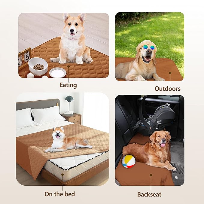 gogobunny 100% Double-Sided Waterproof Dog Bed Cover Pet Blanket Sofa Couch Furniture Protector for Puppy Large Dog Cat, Reversible (68x82 Inch (Pack of 1), Dark Pumpkin/Light Pumpkin)