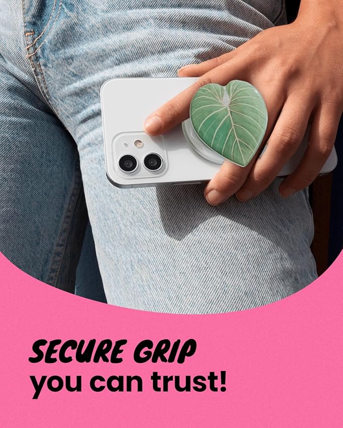 OnTheGrip Compatible with Magsafe Magnetic Cute Acrylic Tropical Leaf Design Collapsible Mobile Phone Grip Stand Holder for Smartphone Tablet Cell Phone Accessory (Gloriosum)