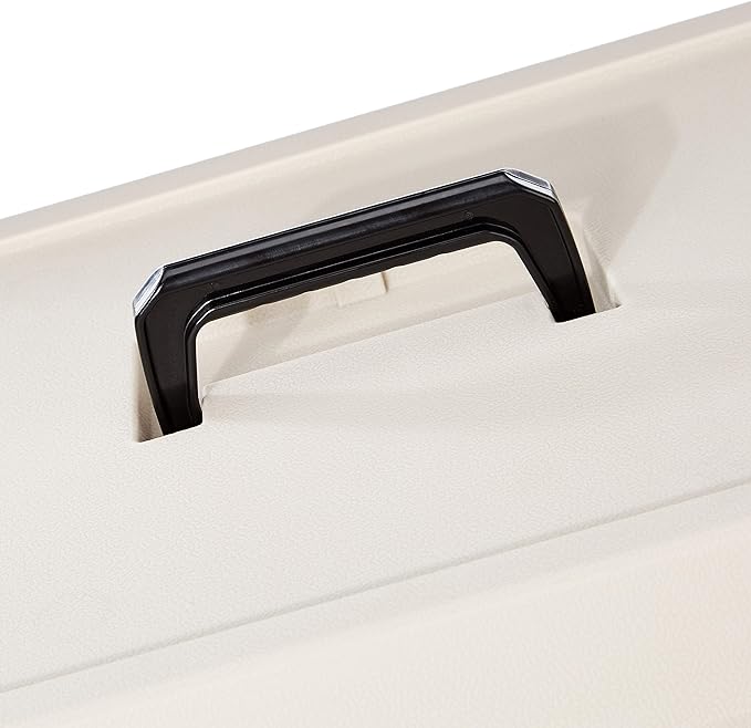 Amazon Basics Hard-Sided Dog and Cat Kennel Single-Door Travel Pet Carrier with Metal Wire Ventilation, 23.6" L x 15.7" W x 13.0" H, Beige