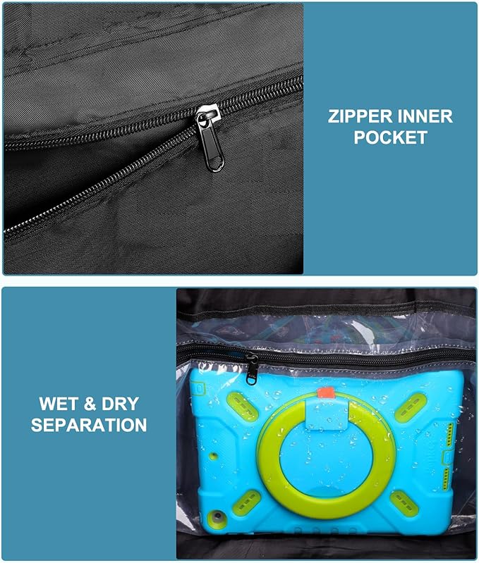 Extra Large Beach Bag Waterproof Beach Totes Bags for Women, Lightweight Foldable Pool Bag with Zipper Wet Compartment