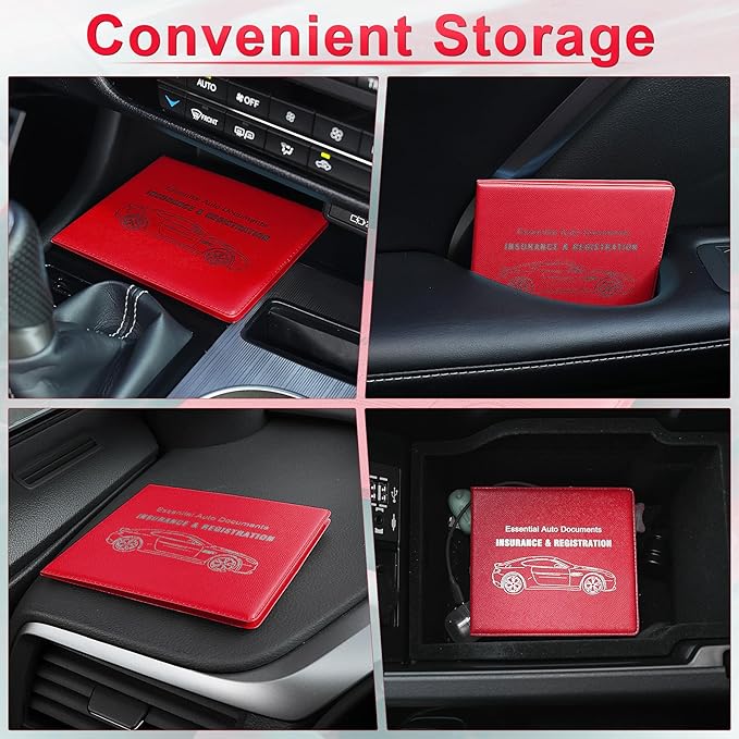 UYYE Car Registration and Insurance Card Holder, Vehicle Glove Box Car Organizer, Interior Car Accessories for Documents, Cards, License - 2 Pack