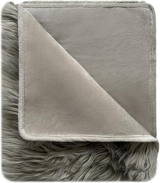Waterproof Dog Blanket for Small, Medium & Large Dogs – Faux Fur Pet Throw for Couch, Sofa, Bed & Car – Soft, Washable, Stain-Resistant, Durable Cover – Grey – 80" x 60"