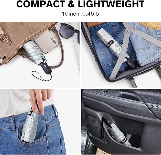 G4Free Mini Ultralight Umbrella UPF 50+ UV Protection Compact Lightweight Travel Umbrella Super Slim Small Portable Automatic Open and Close,40 Inch