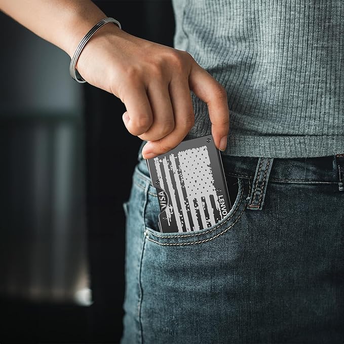 Wallet for Men, Money Clip Wallet with Cash Strap, Slim Card Wallet, RFID Blocking Card Holder, Holds up to 20 cards